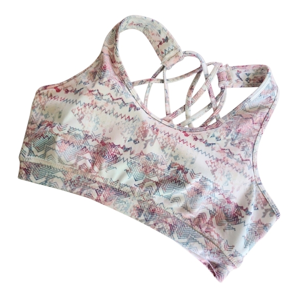 ShoSho Criss-Cross Back Sports Bra – Size Large, Pink Abstract Print, Stretch - Picture 1 of 6